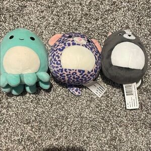 Plush Animal Toy Set - Green, Purple, Gray